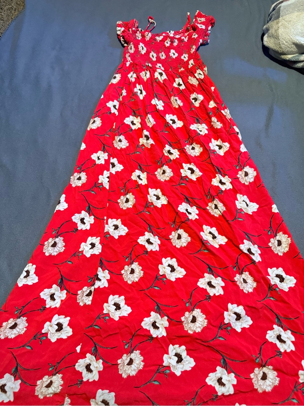 Magnolia Smocked Red Floral Maxi Dress